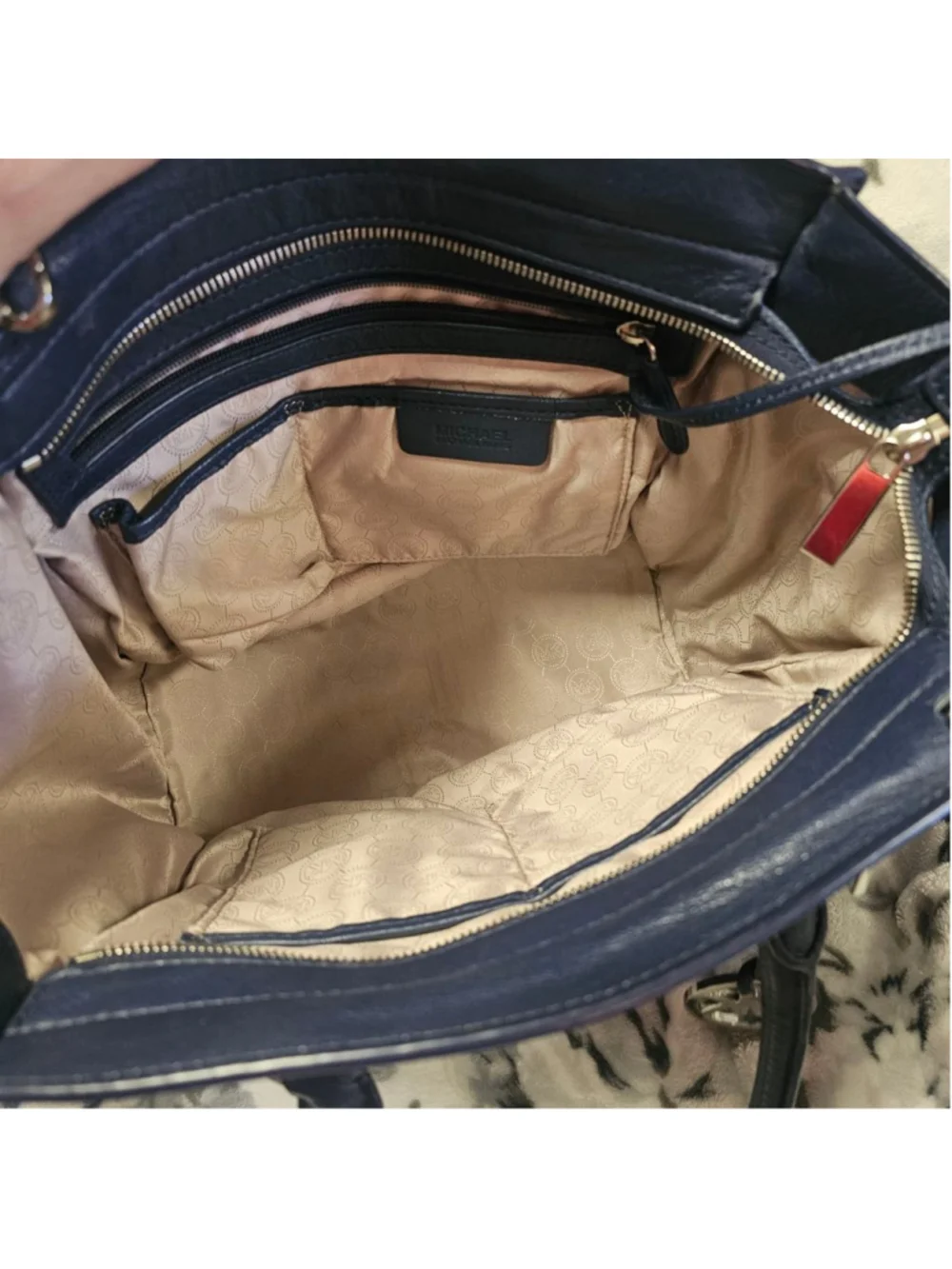 Michael Kors Sutton Medium Navy Blue Leather Satchel - Excellent Condition